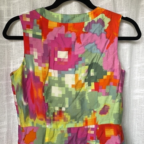 Nine West Bright Geometric Floral Sleeveless Tank Dress with Pockets Women 4 - Picture 7 of 7